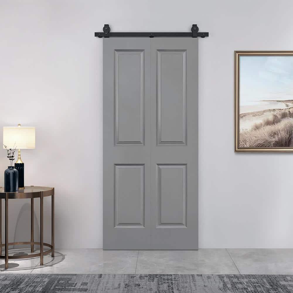 Calhome Paneled MDF Composite Bifold Barn Door with Installation Hardware Kit