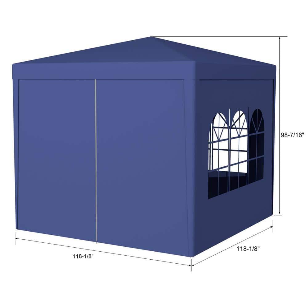 Gzxs 10X10Ft Canopy Tent Outdoor Activity Canopy Shelter Gazebo with 4 Removeable Sidewalls, Party Wedding BBQ Events Tent (Blue)