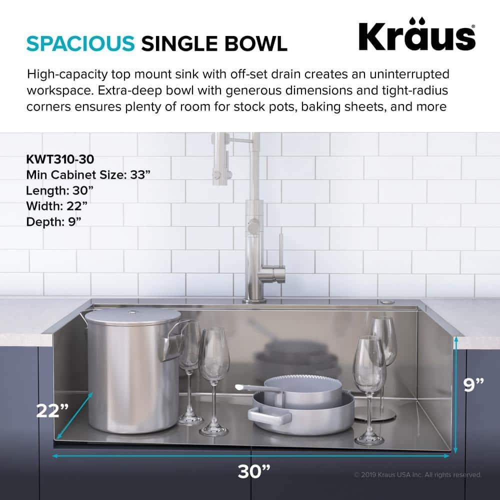Kraus KWT310-30-100-75MB Kore 30" L x 19" W Drop-in Kitchen Sink with Accessories