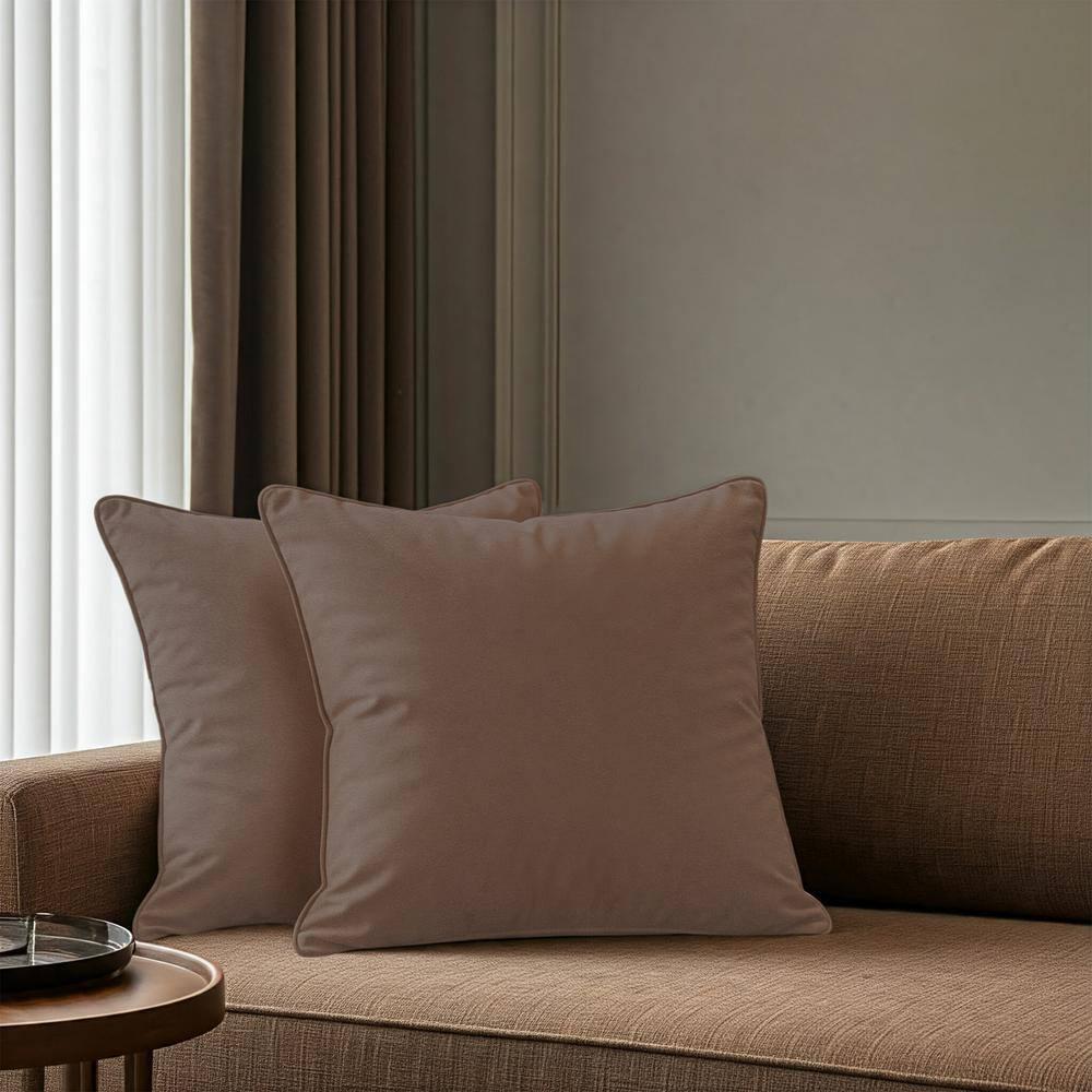 A1HC Set of 2 Luxurious Fine Soft Velvet Throw Pillow Covers Only, For Sofas, Beds, Vibrant Colors and Hidden YKK Zipper. Enhance your Living Space with Decorative Couch Pillow 18"x18", Dark Brown