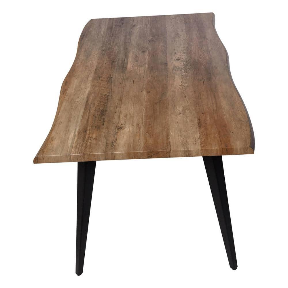 LeisureMod Ravenna Modern Rectangular Wood 63" Dining Table with Metal Legs - Sleek Design, Perfect for Dining Rooms, Dark Brown