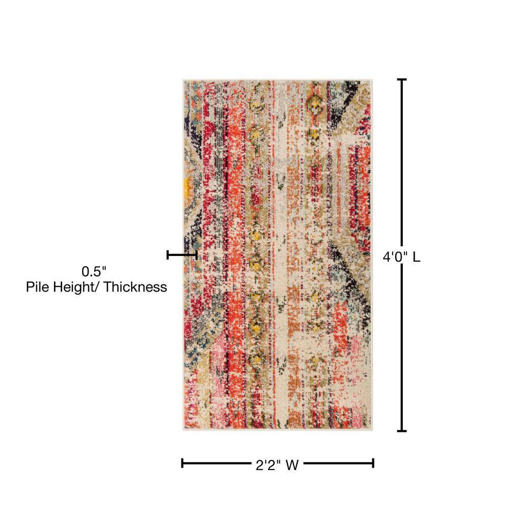 Monaco MNC222 Power Loomed Indoor Accent Rug - Light Grey/Multi - 2'2"x4' - Safavieh.