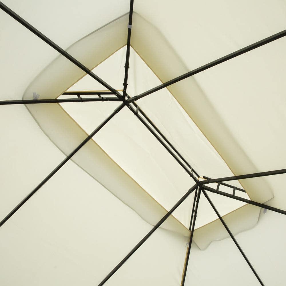 Outsunny 10' x 13' Patio Gazebo, 2-Tier Polyester Roof, Vented Canopy, Mesh, Portable Aluminum Frame for Outdoor, Cream White