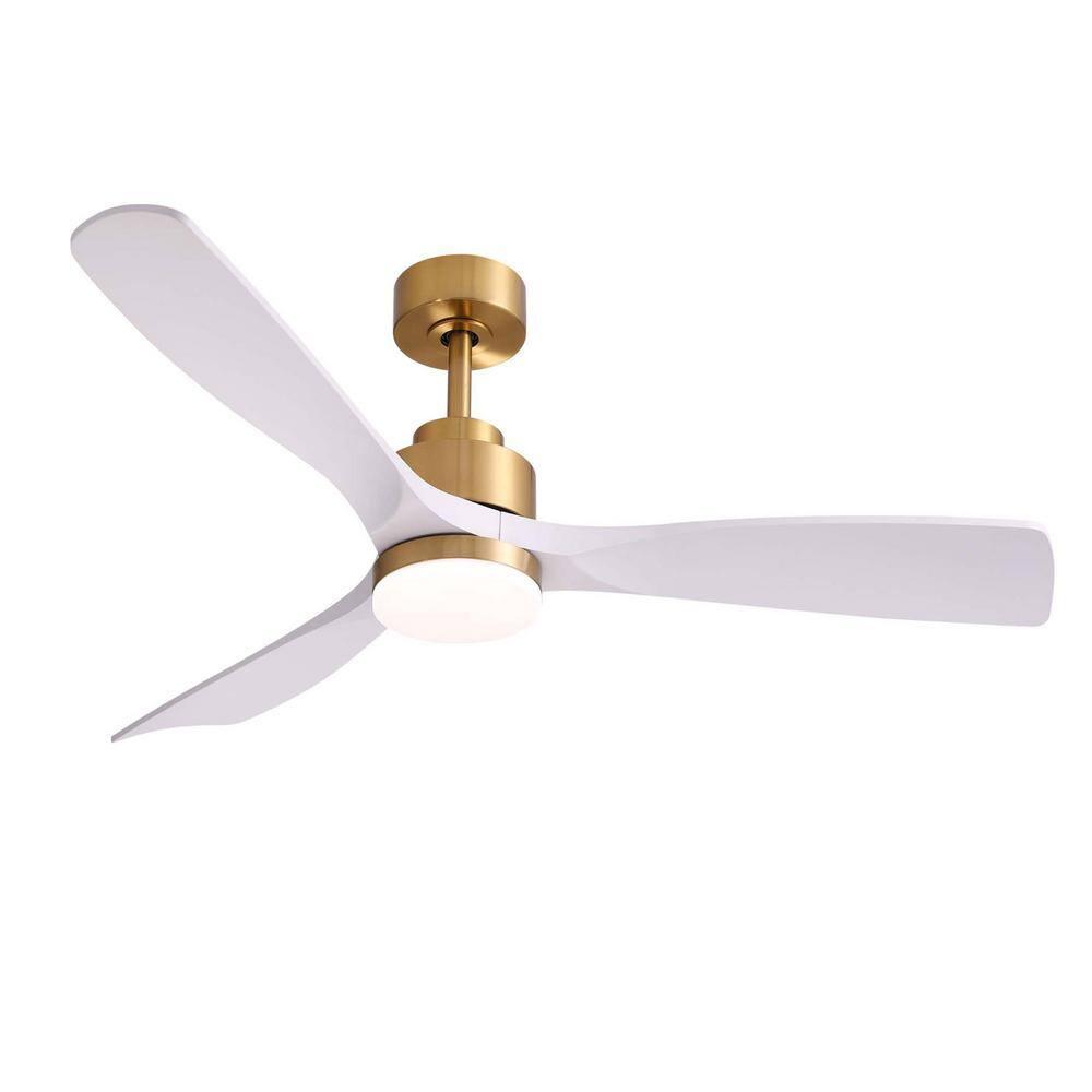 52 Inch Gold White Smart Ceiling Fans with Lights and Remote,Quiet DC Motor,for Modern Bedroom Living Room Patio