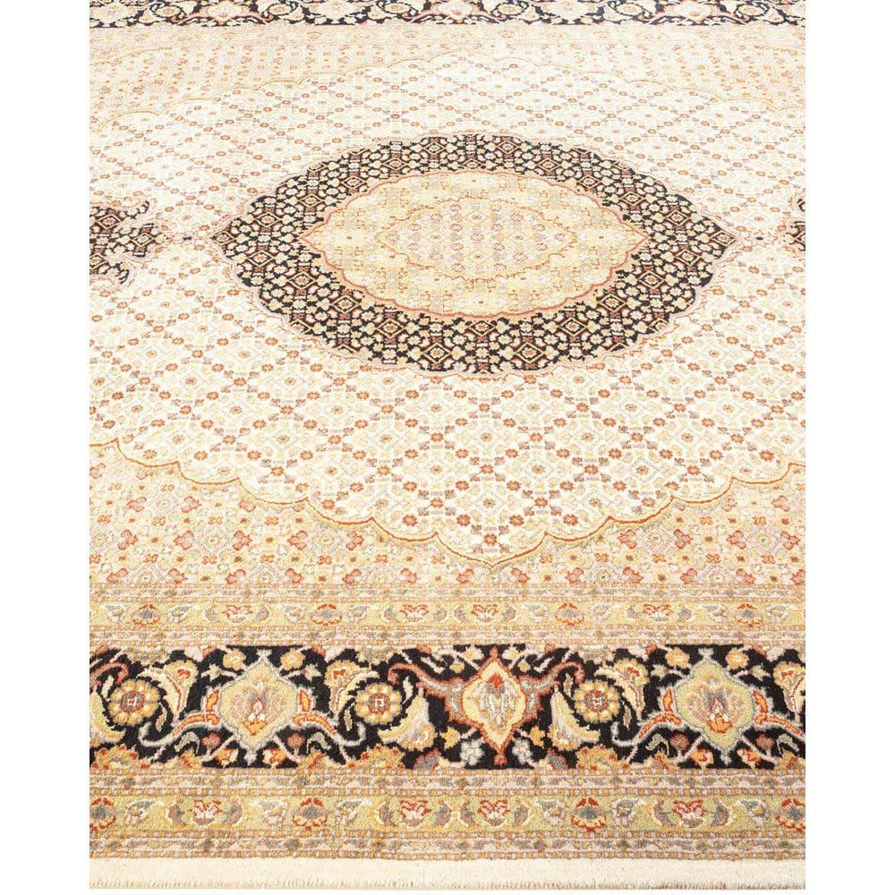 Hand-Knotted Ivory Wool Oriental 8' x 10' Area Rug