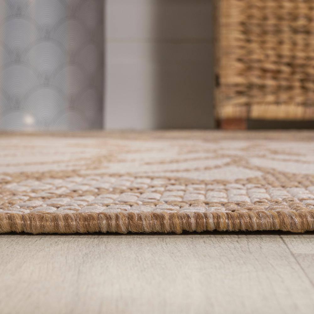 5' x 5' Zinnia Modern Floral Textured Weave Indoor/Outdoor Area Rug, Brown/Cream - JONATHAN Y