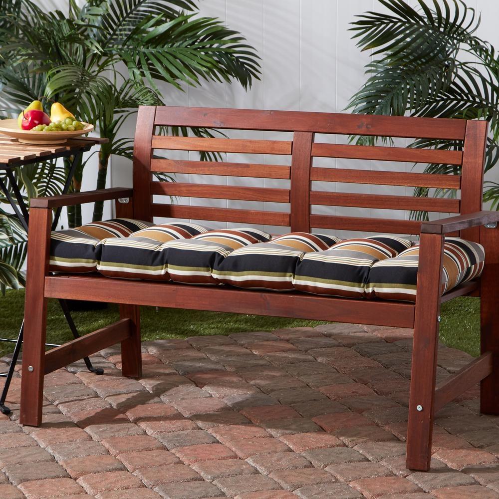 Greendale Home Fashions Brick Stripe 51 x 18 in. Outdoor Reversible Tufted Bench Cushion