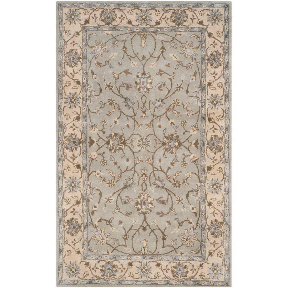 SAFAVIEH Heritage Rida Traditional Wool Area Rug, Beige/Grey, 4' x 6'