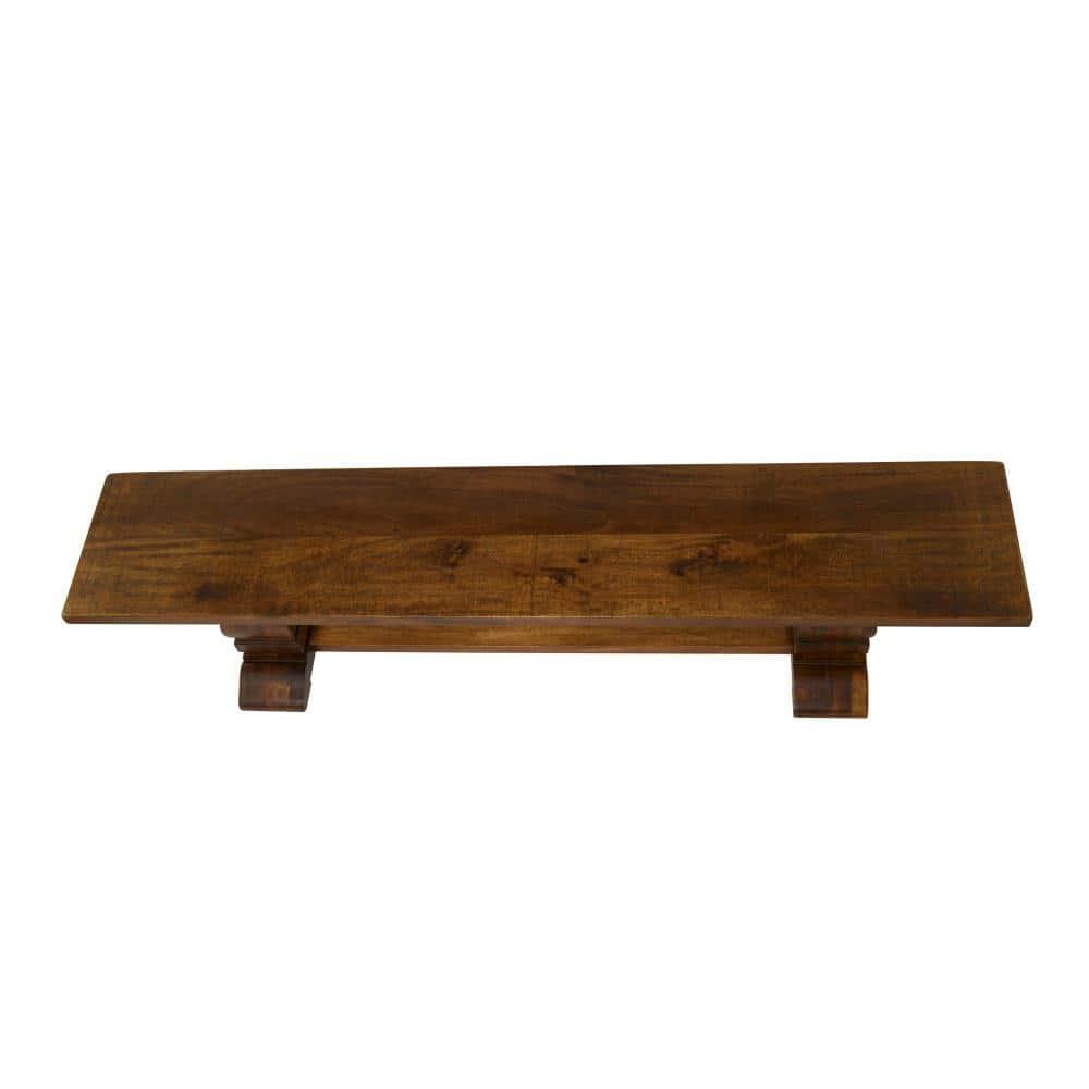 DecMode Mango Wood Bench with Parquet Inlay, Brown