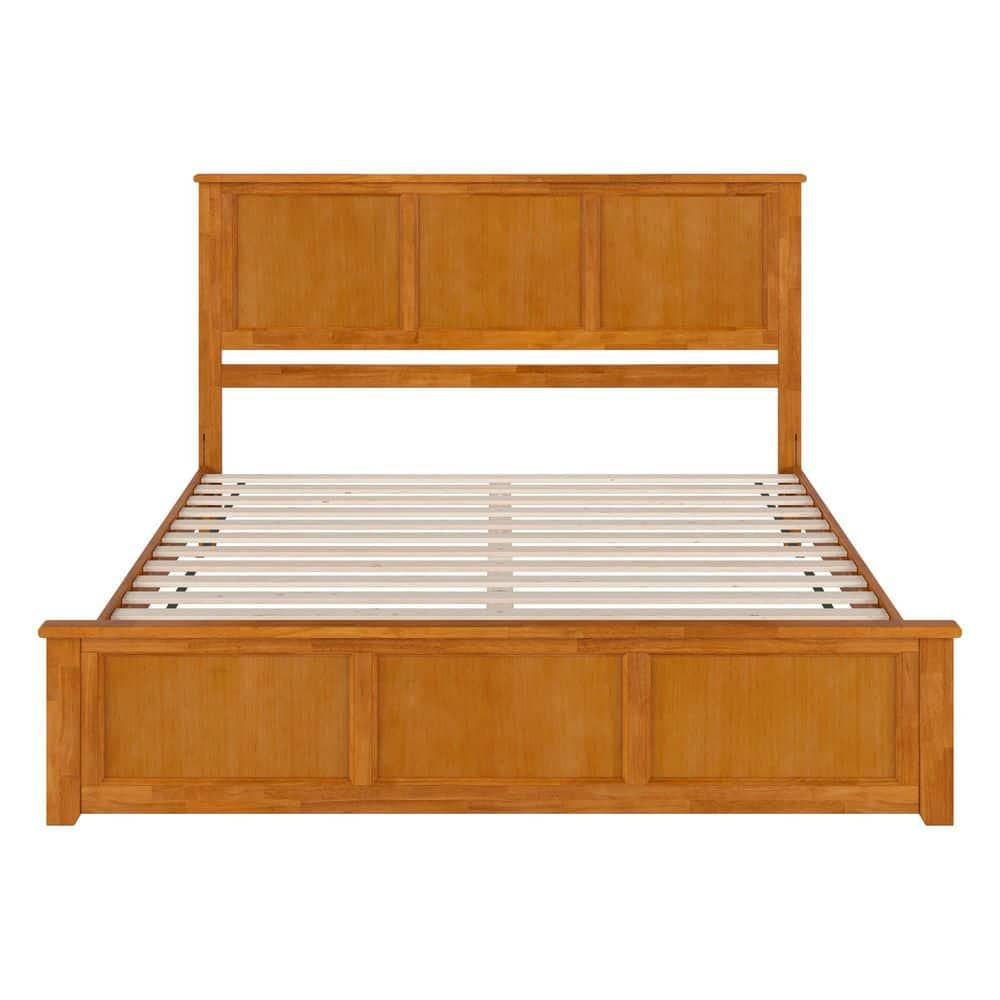 AFI Charlotte King Wood Low Profile Platform Bed with Matching Footboard, Light Toffee