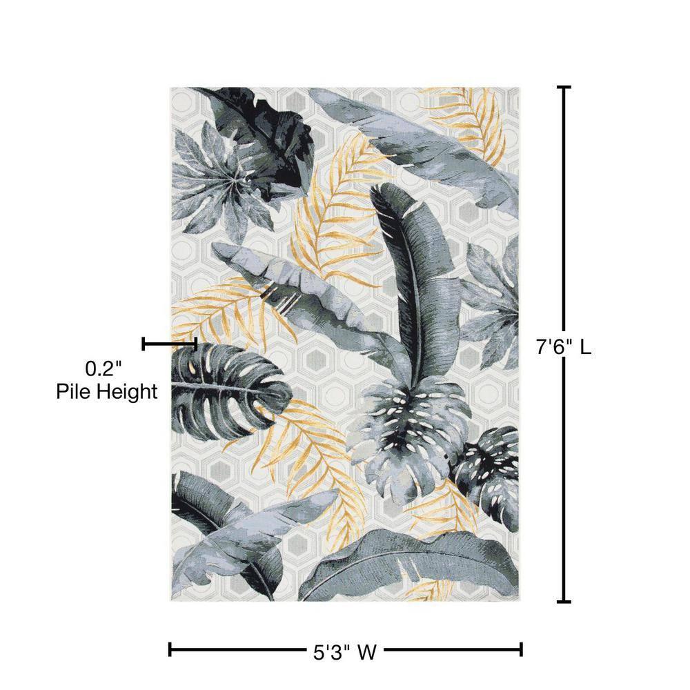 Barbados BAR524 Power Loomed Indoor/Outdoor Area Rug - Grey/Gold - 5'3"x7'6" - Safavieh.
