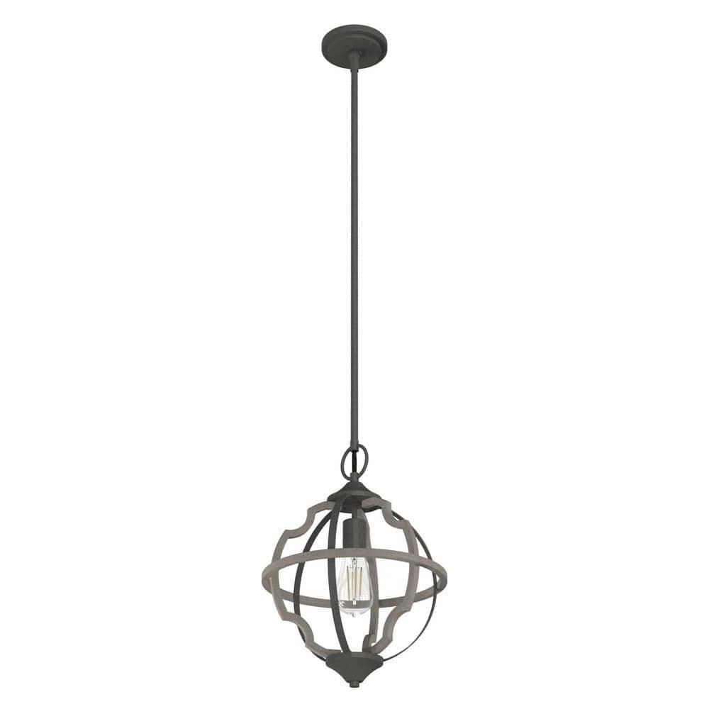 Hunter - Stone Creek 1-light Noble Bronze, Medium Size Pendant Light, Dimmable, Rustic Style, Sphere Shaped, for Bedrooms, Kitchens, Dining, Living Rooms - 19222