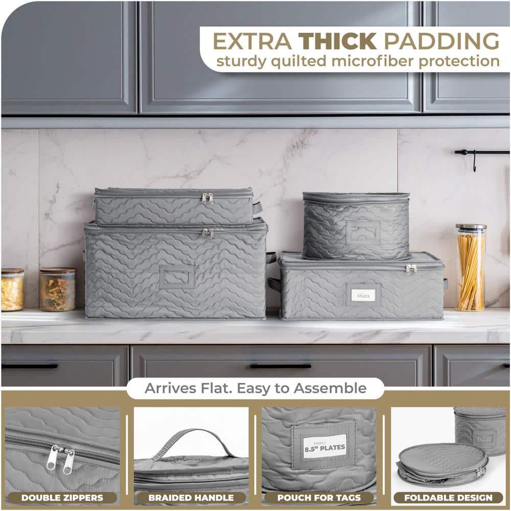 Sorbus 4 Piece Quilted Dinnerware Storage Set