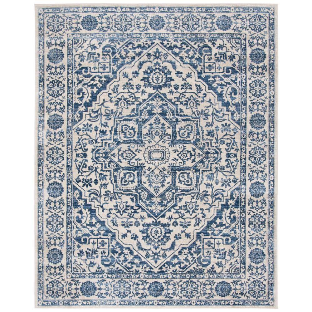 SAFAVIEH Brentwood Adams Oriental Area Rug, Navy/Light Grey, 8' x 10'