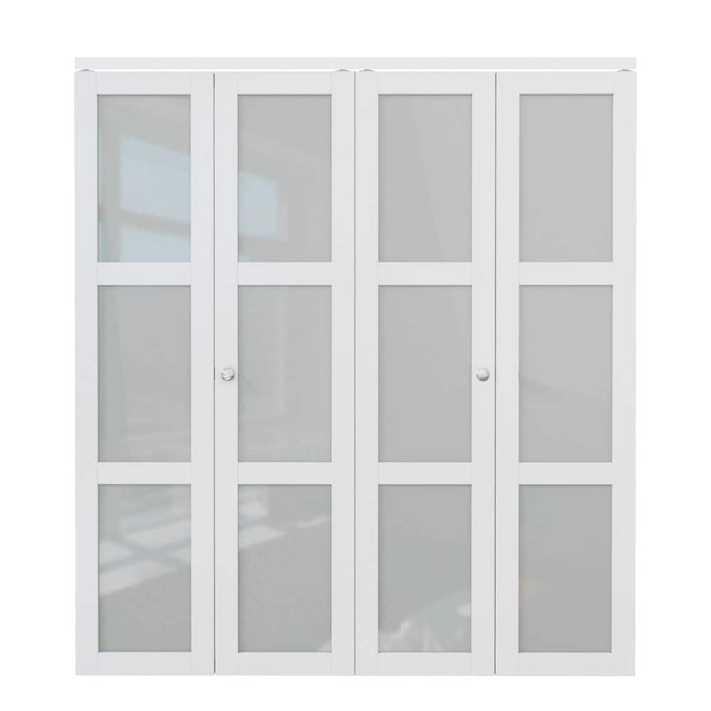 Home Worthy 3 Frosted  Lite Glass Bi-Fold Door With Installation Hardware Kit  And Handle