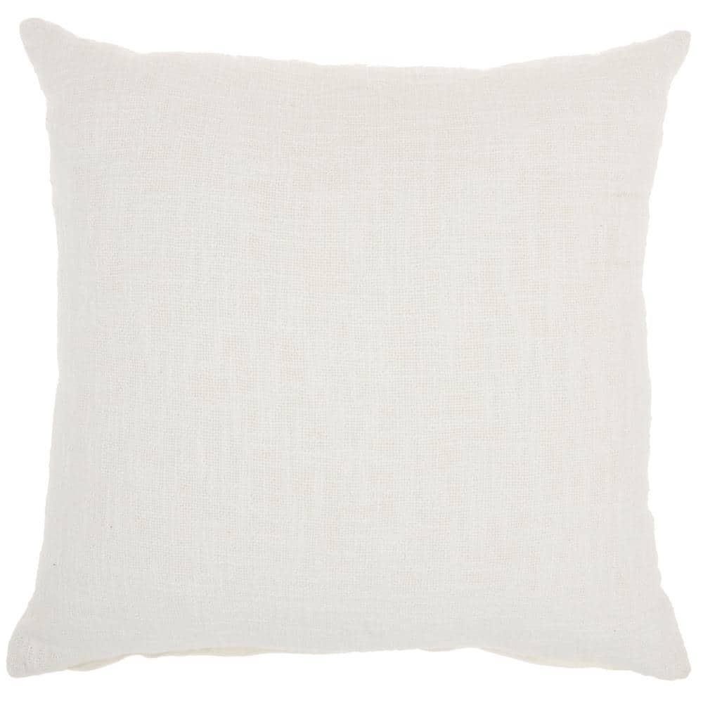 Mina Victory Life Styles Solid Woven Cotton Throw Pillow in White