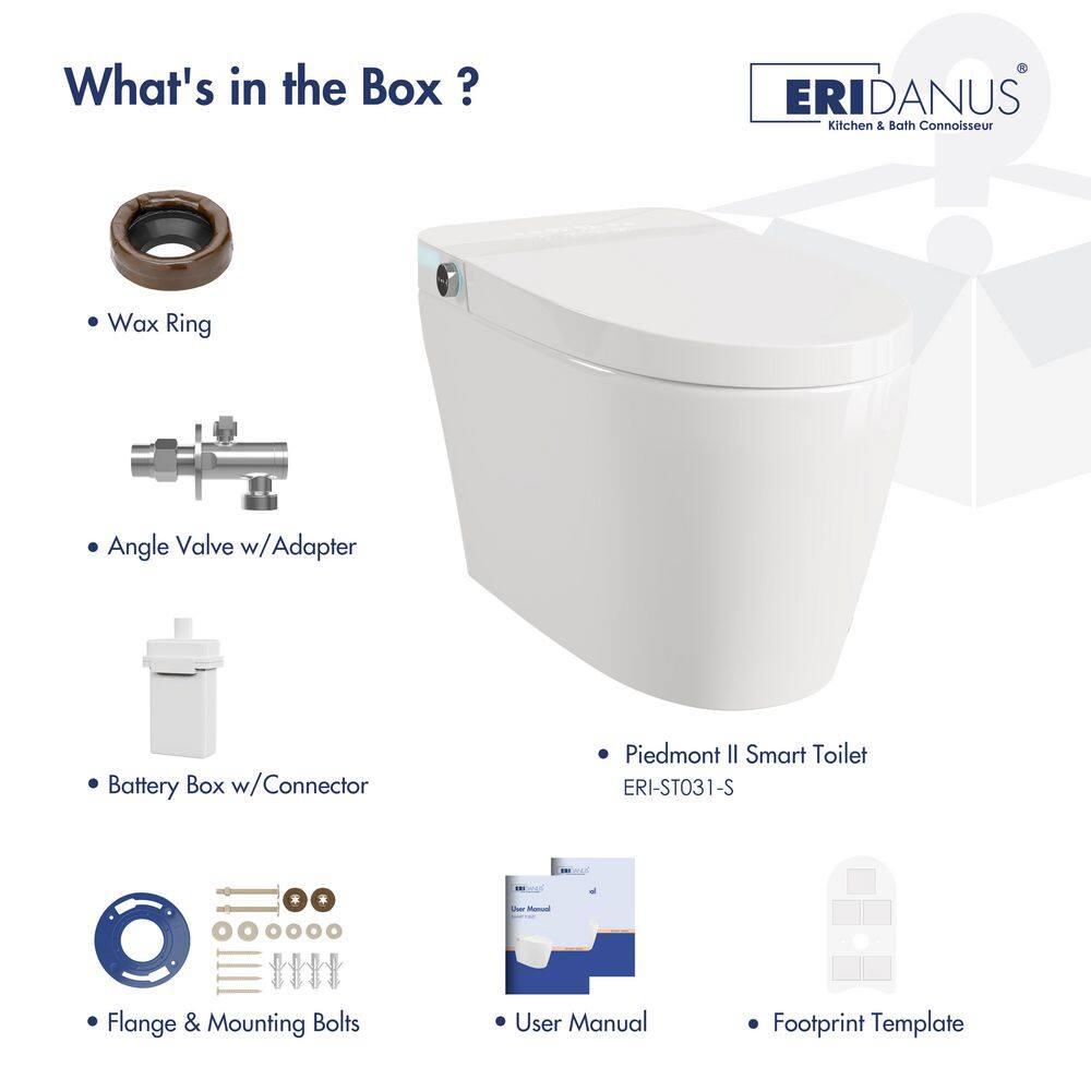 Eridanus White Vitreous China Smart Bidet Toilet with Heated Seat and Remote Control