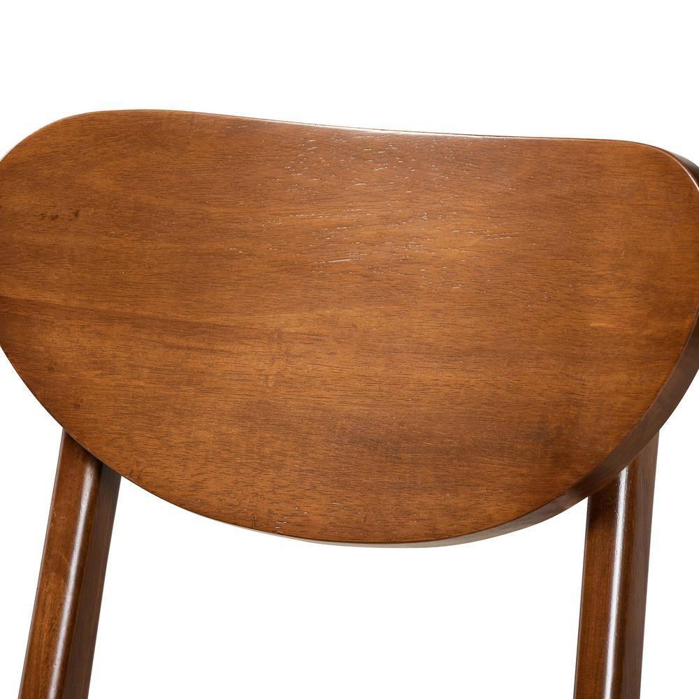 2pc Katya Fabric Upholstered and Wood Counter Height Barstool Set Brown - Baxton Studio: Walnut Finish, Foam Padded