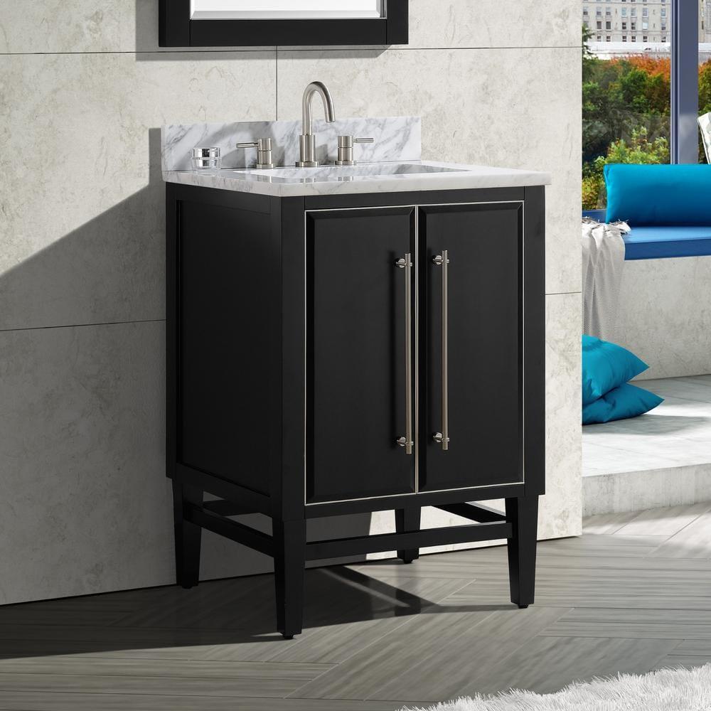 Mason 25" Black Solid Wood Vanity with Carrara Marble Top