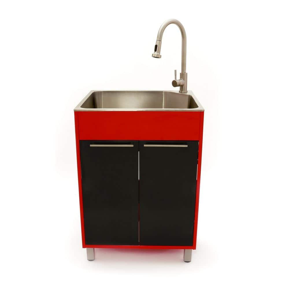 All-In-One 24.1" L x 21.3" W Free Standing Laundry Sink with Faucet