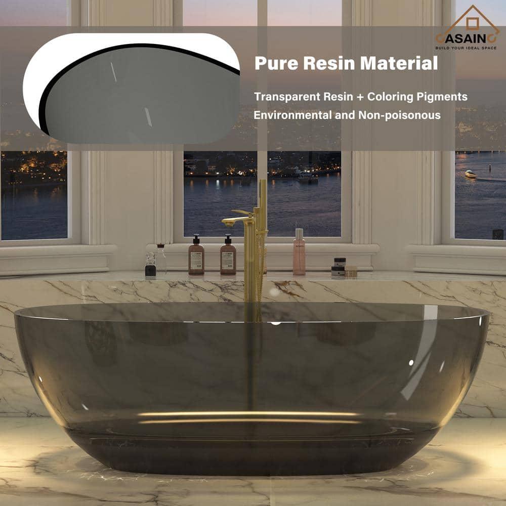67'' x 30'' Runway Semi Transparent Resin Freestanding Soaking Bathtub