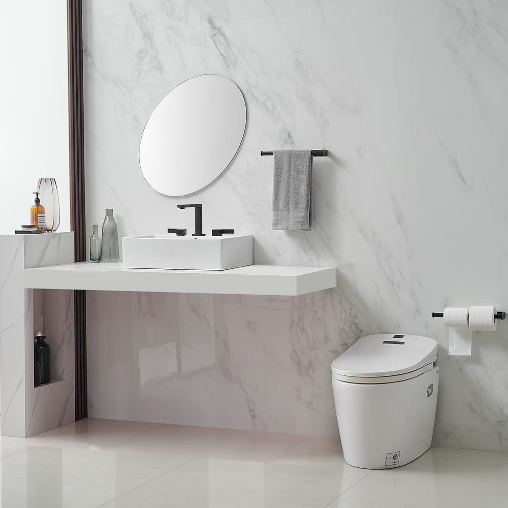 BWE 8 in. Widespread Double Handle Bathroom Faucet Water-Saving With Drain Kit In Matte Black