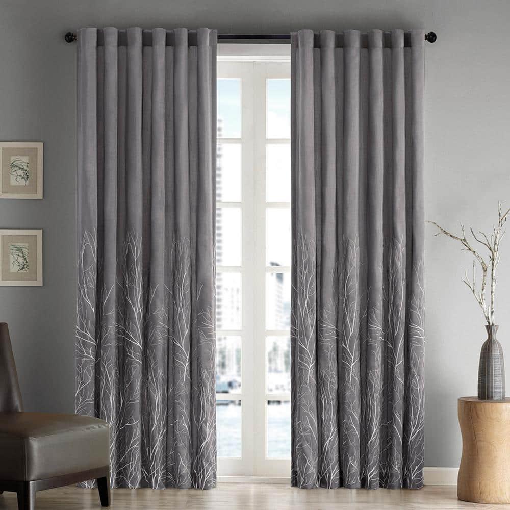 Andora Embroidered Branch Rod Pocket Single Curtain Panel