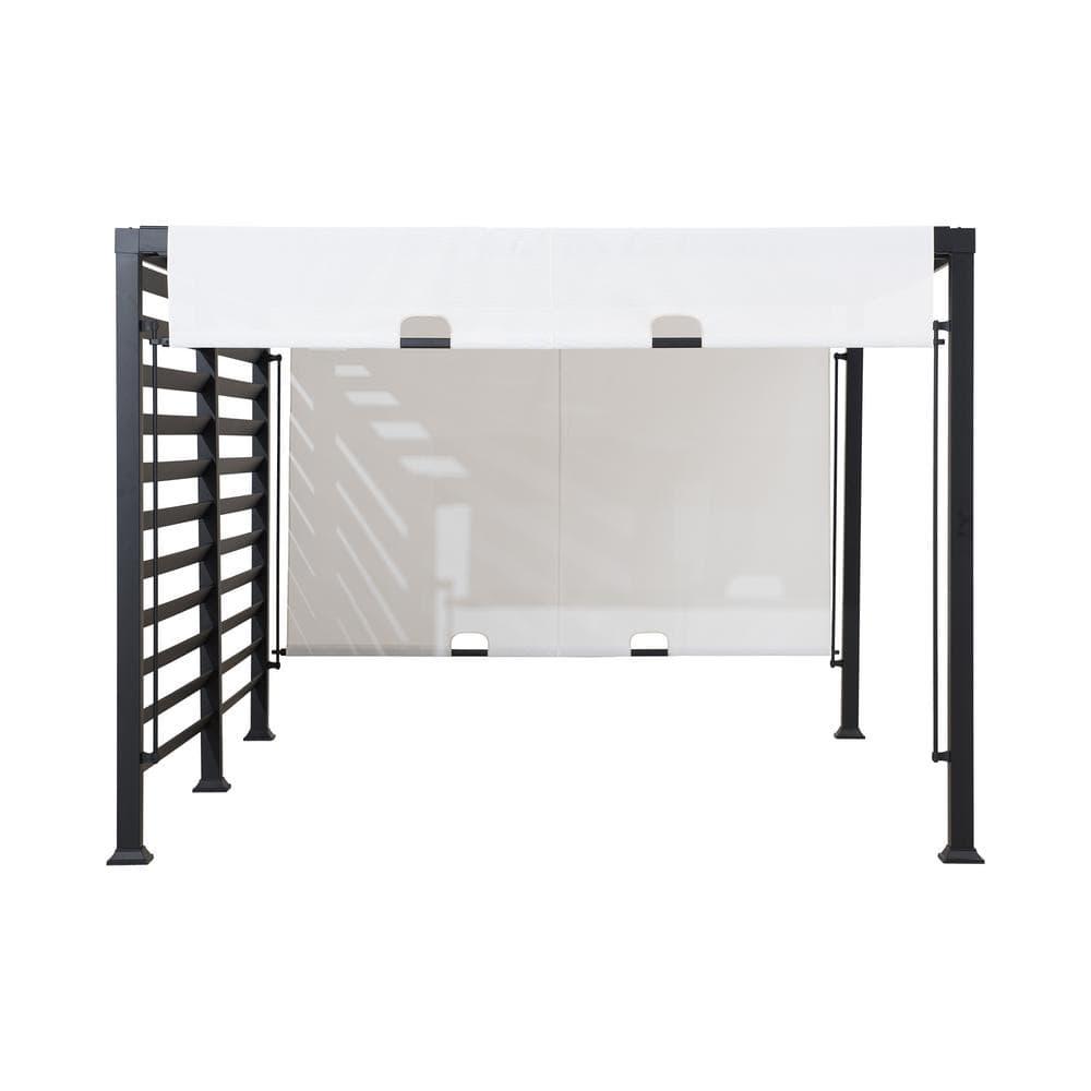 Sunjoy Sunjoy Outdoor Pergola 10 x 12 ft. Steel Pergolas with White Adjustable Shade and Privacy Screen for Backyard