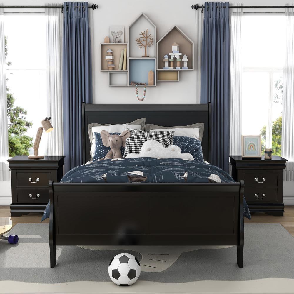 Furniture of America Toni Transitional Solid Wood Panel Twin Bed in Black