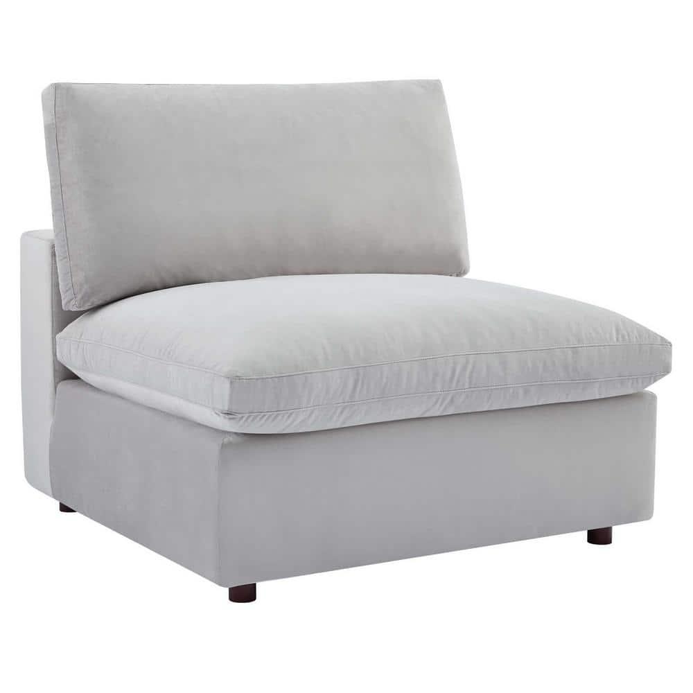 Modway Commix Down Filled Overstuffed Performance Velvet Armless Chair in Light Gray