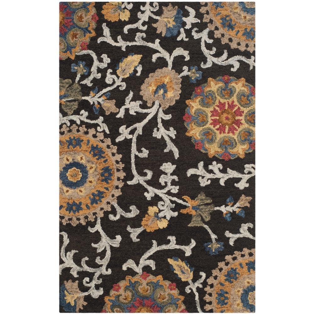 Blossom BLM401 Hand Tufted Area Rug - Charcoal/Multi - 6'x9' - Safavieh.