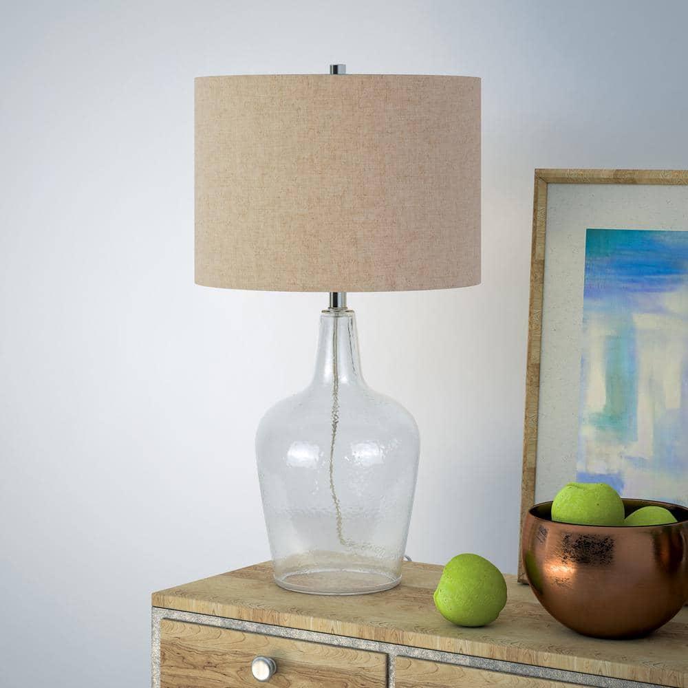 Evelyn&Zoe Modern Metal Table Lamp with Seeded Glass Shade
