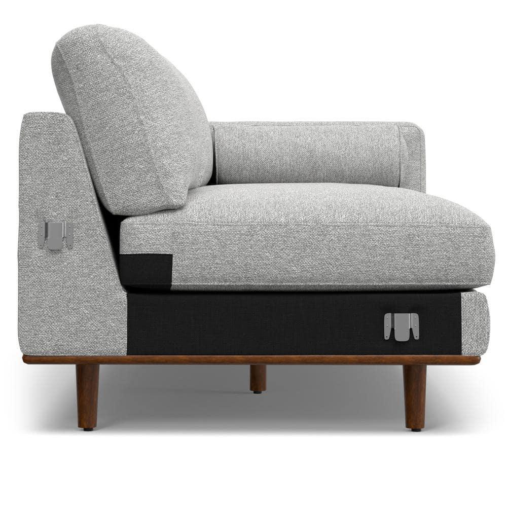 Simpli Home Morrison Large Left Sectional Sofa,Mid-Century Modern Couch with Chaise Lounge and Eco-Friendly Woven-Blend Fabric