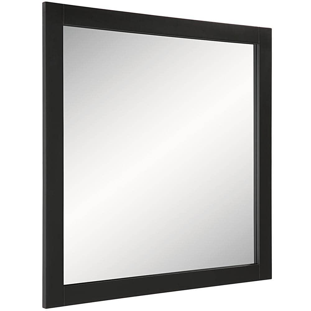Shorewood Square Bathroom Mirror, 30" H x 30" L, Soft Matte Black, Solid Wood Framed, Decorative Vanity or Entryway Accent – Design House, 589655