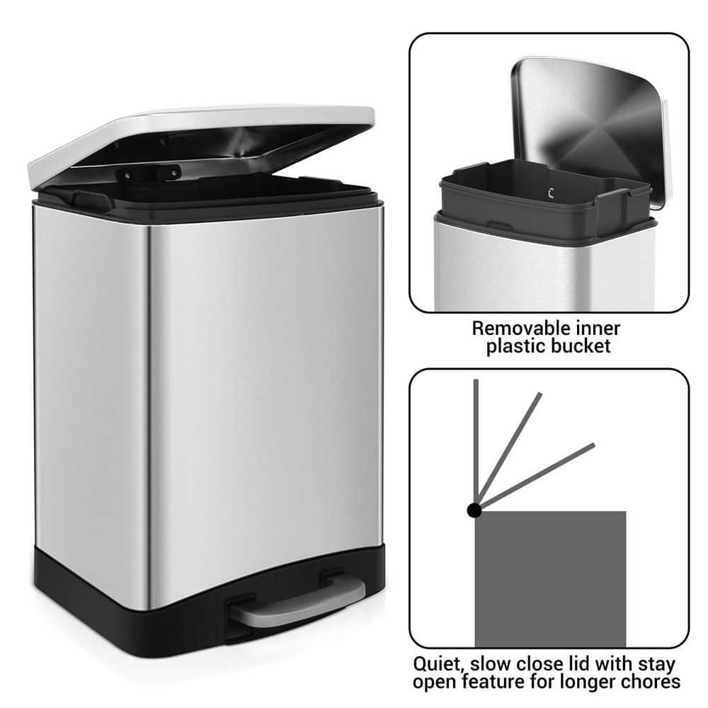 Steel Step On Trash Can - 10.6 Gallons