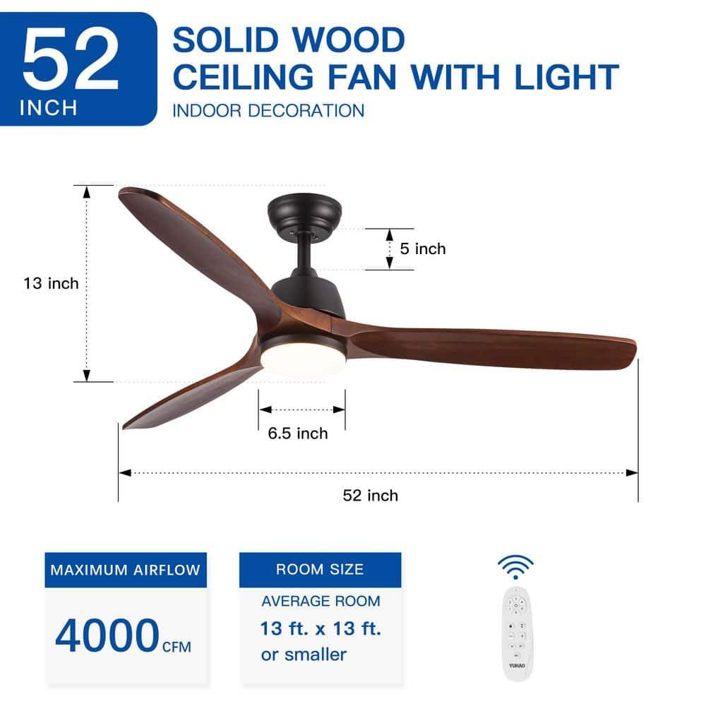 Auravista 52 In. Indoor Medium Red Oak Ceiling Fan With LED Light Bulbs And Remote Control