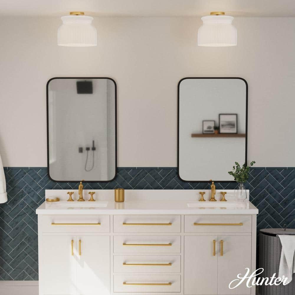 Hunter - Harlowe 1-light Luxe Gold, Large Flush Mount Light, Dimmable, Modern Style, Urn Shaped, for Bedrooms, Kitchens, Dining, Living Rooms - 13181