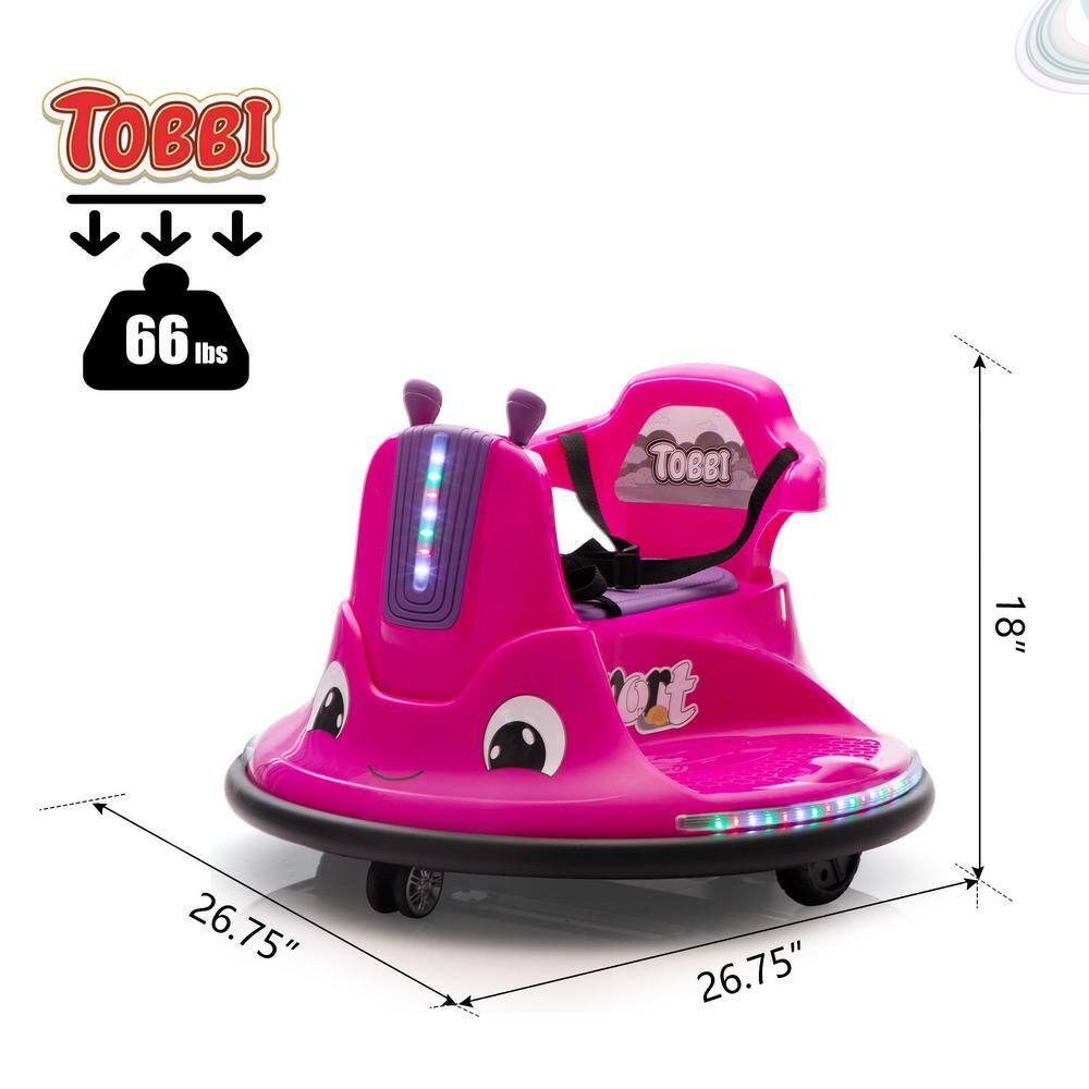 iRerts Ride on Toys for Toddlers, 12V Bumper Car for Kids Ages 2-5 Gifts, Ride on Cars with Remote Control, Bluetooth, MP3 Music, Light Belt, Rose Red