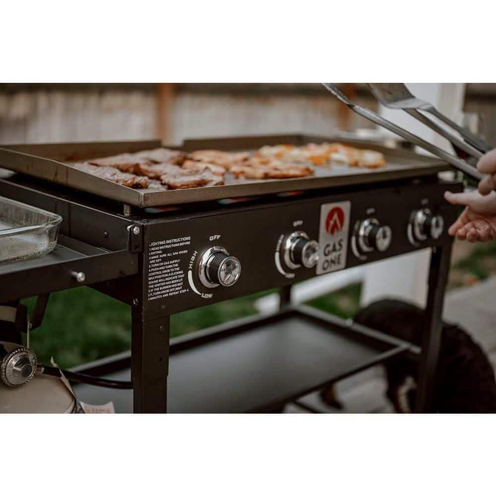 Flat Top Portable Propane Grill 36 in. with Foldable Legs in Black