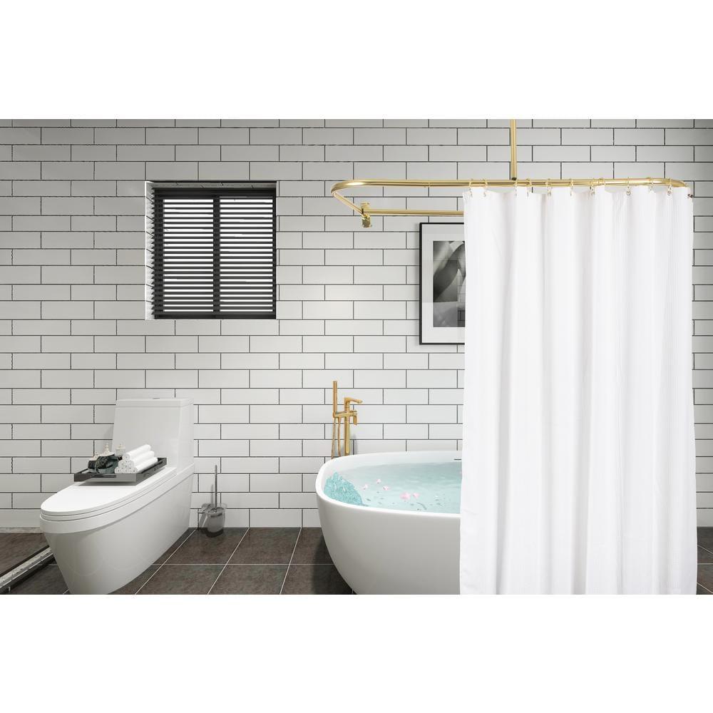 Utopia Alley Aluminum 61" D-Shape Fixed Shower Curtain Rod