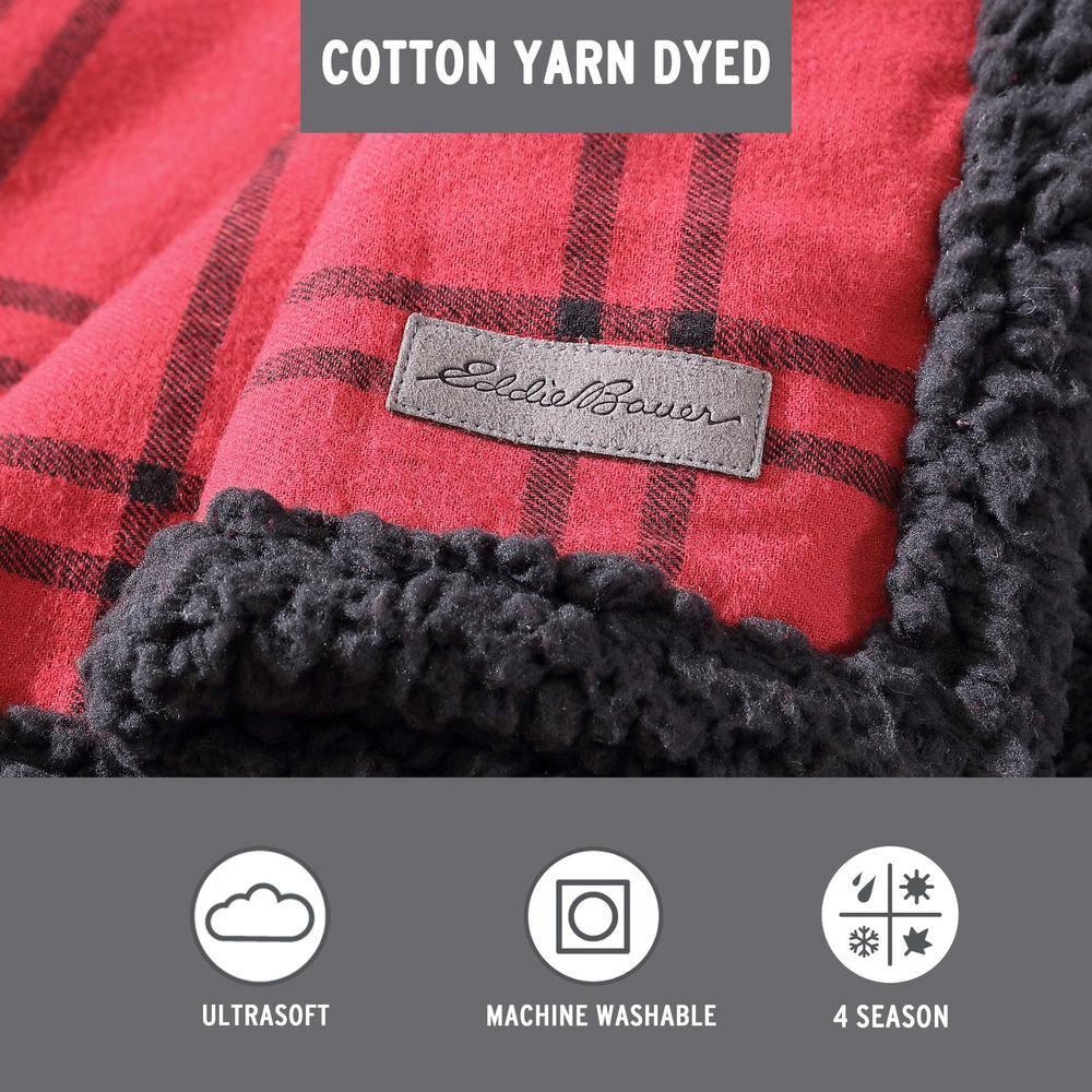 Eddie Bauer Eddie Bauer Printed Flannel/Sherpa Throw Blankets