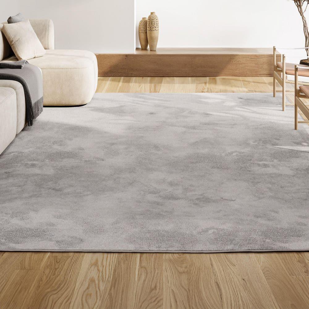 8'x10' Haze Solid Low-Pile Area Rug, Ivory - JONATHAN Y
