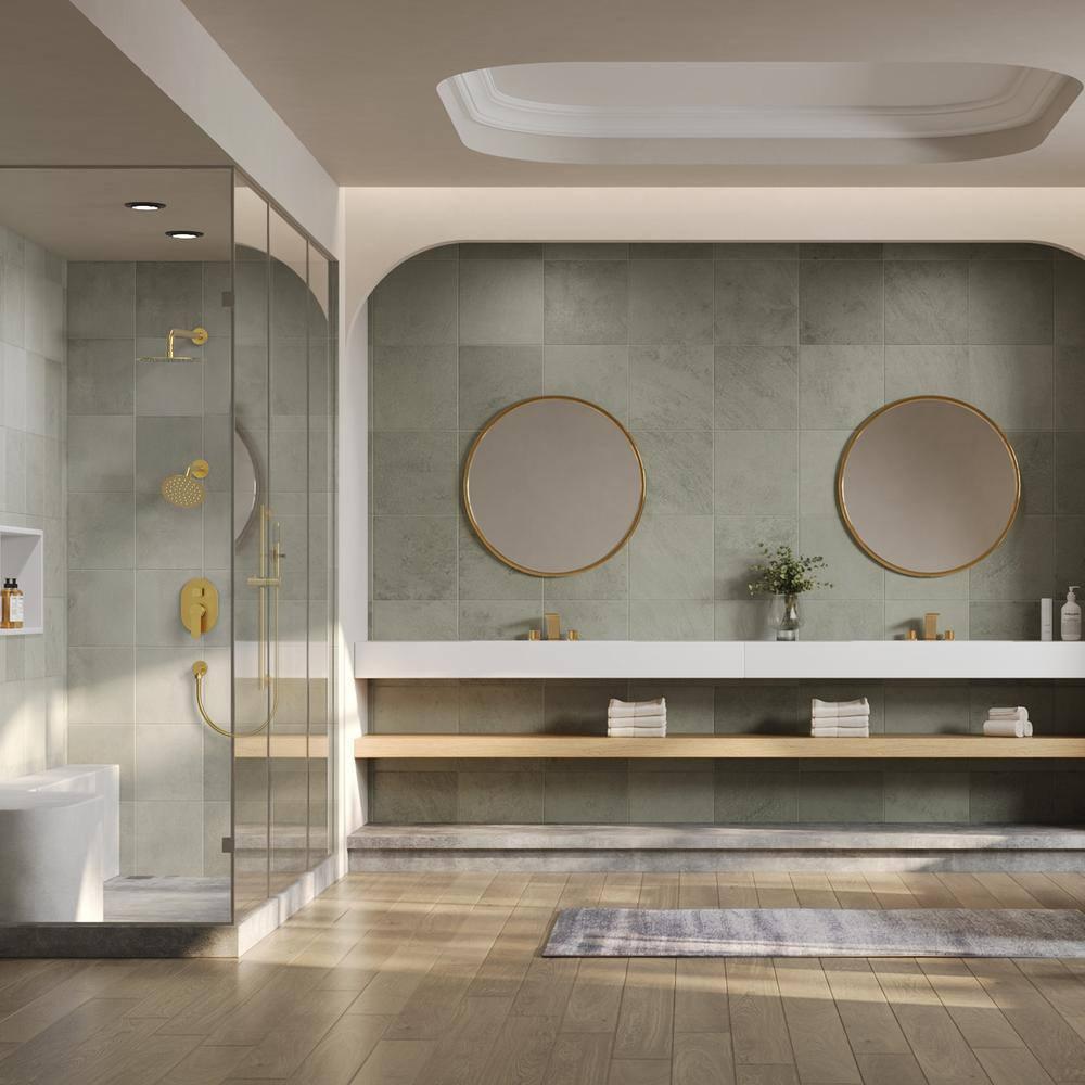 DualJetSpa 3-Function Round 10" & 6" Dual Shower Faucet System with Pressure Balancing Rough-In Valve