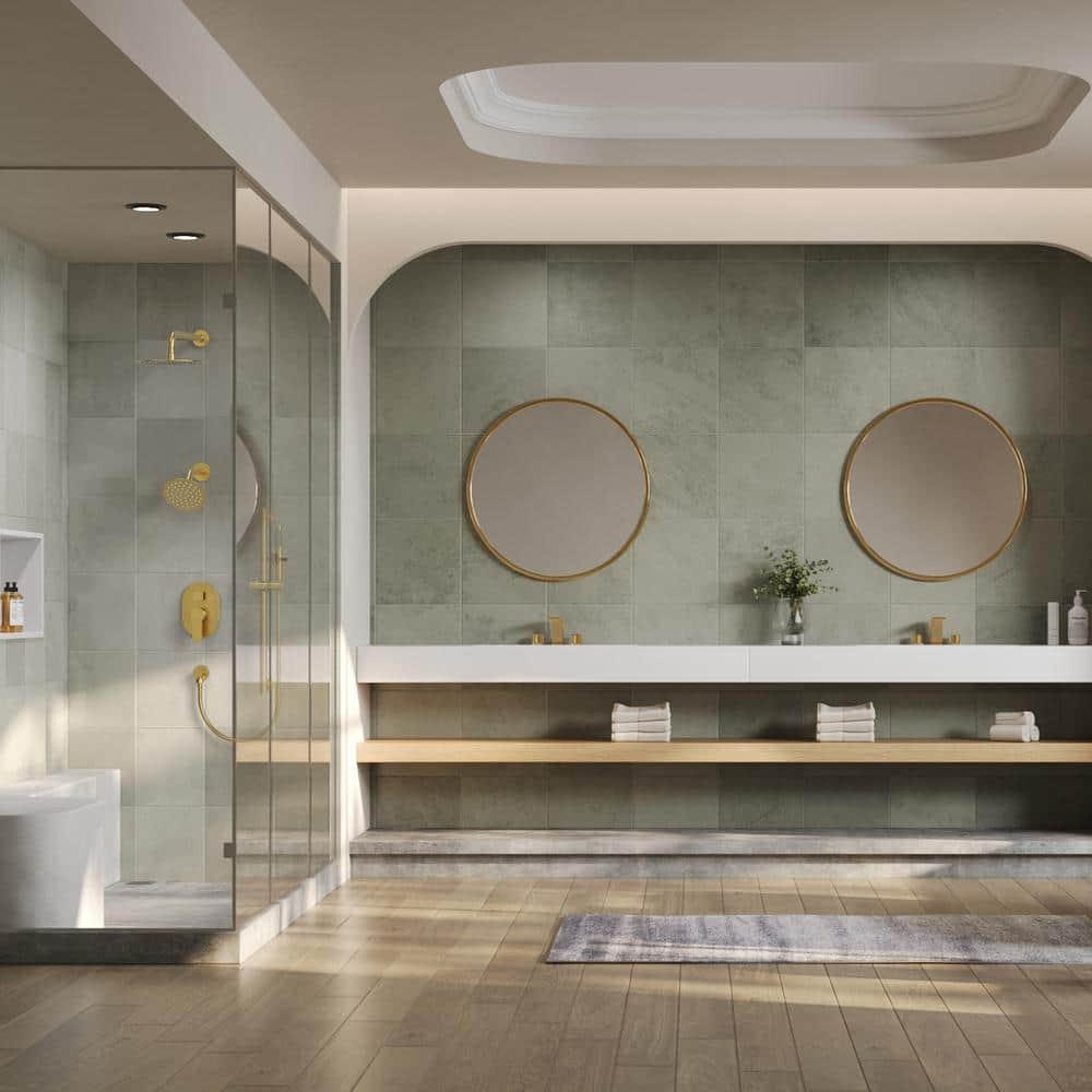 DualJetSpa 3-Function Round 10" & 6" Dual Shower Faucet System with Pressure Balancing Rough-In Valve