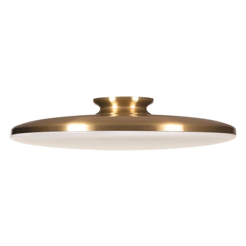 AFX Skye 19" Wide Round Satin Brass Modern LED Ceiling Light