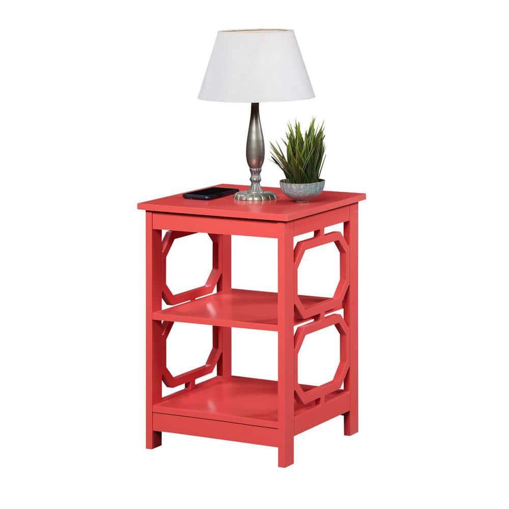 Convenience Concepts Omega End Table with Shelf, Coral