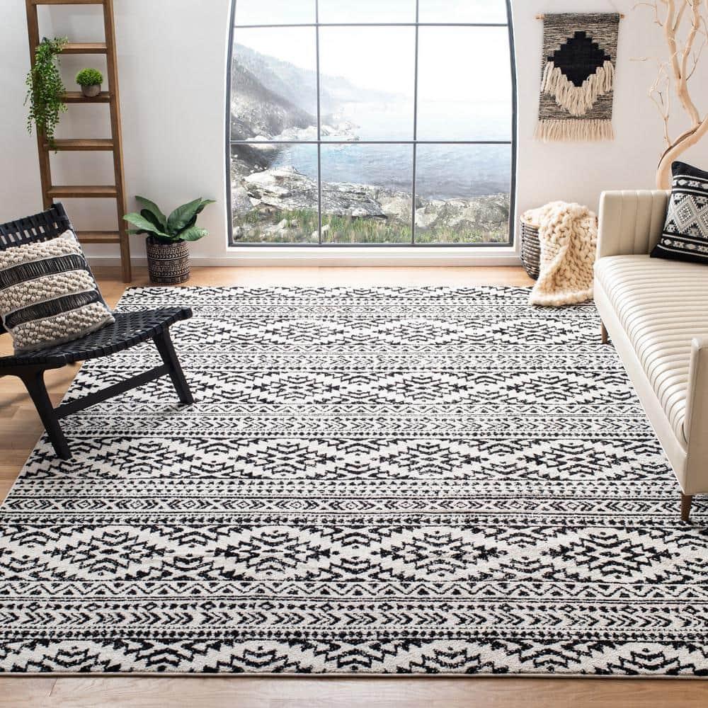 Tulum TUL272 Power Loomed Area Rug - Ivory/Black - 8'9"x11'9" - Safavieh.