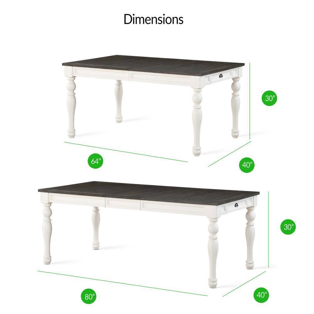 Transitional White Extendable Farmhouse Dining Table