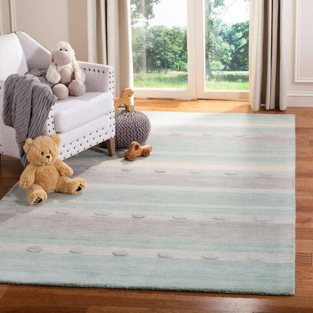 Hampton HTN231 Power Loomed Indoor/Outdoor Area Rug - Aqua/Ivory - 8'x10' - Safavieh.