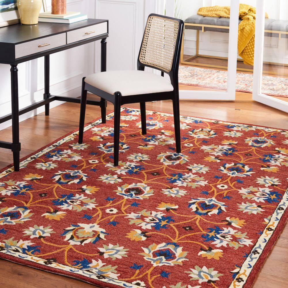 Micro-Loop MLP383 Hand Tufted Area Rug - Rust/Blue - 5'x5' - Safavieh.